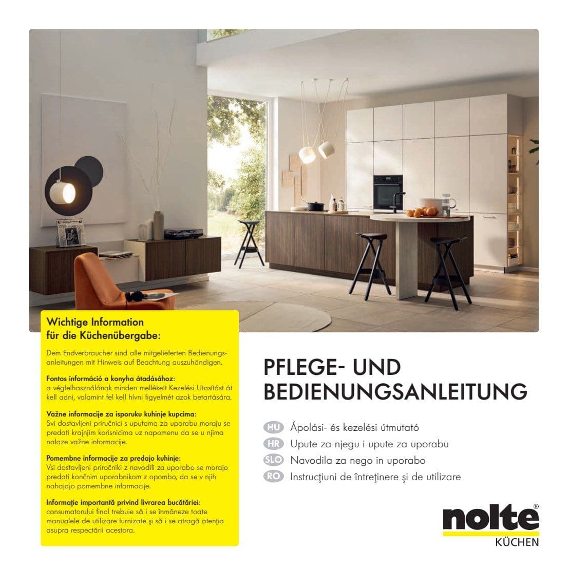 Nolte Pflege- und Bedienungsanleitung (5 Sprachen): PDF-Cover