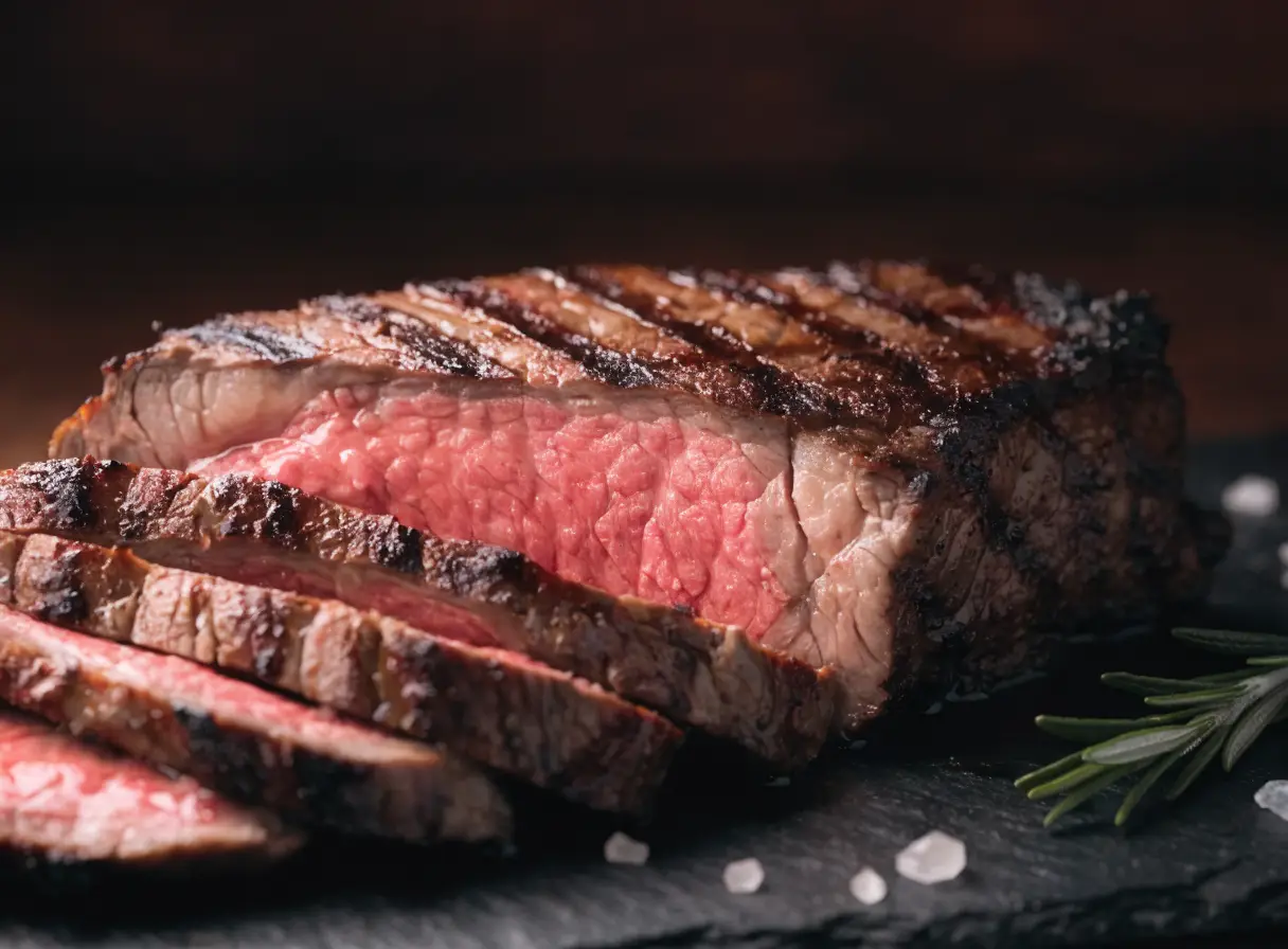 Rib-Eye vom Grill mit Rotweinjus