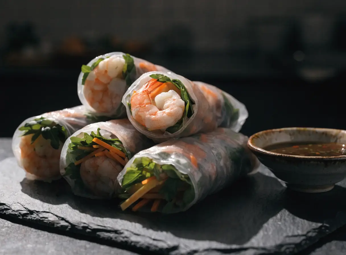 Vietnamesische Sommerrollen mit Nuoc-Cham-Dip